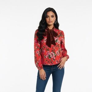 Zara Trafaluc Collection Floral Bow Blouse